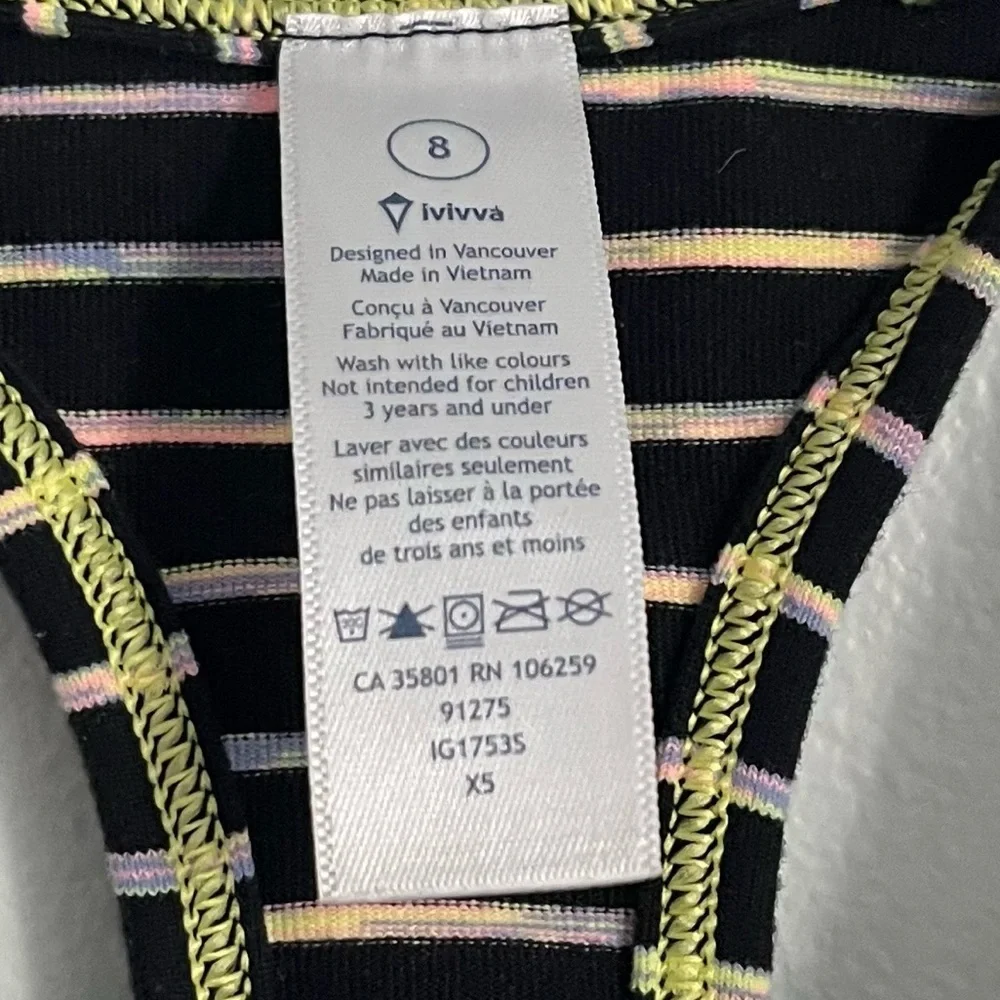 Ivivva • Black with Rainbow Space Dye Striped Tank Top